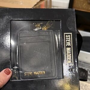 Steve Madden Black and Gold Key Card Holder